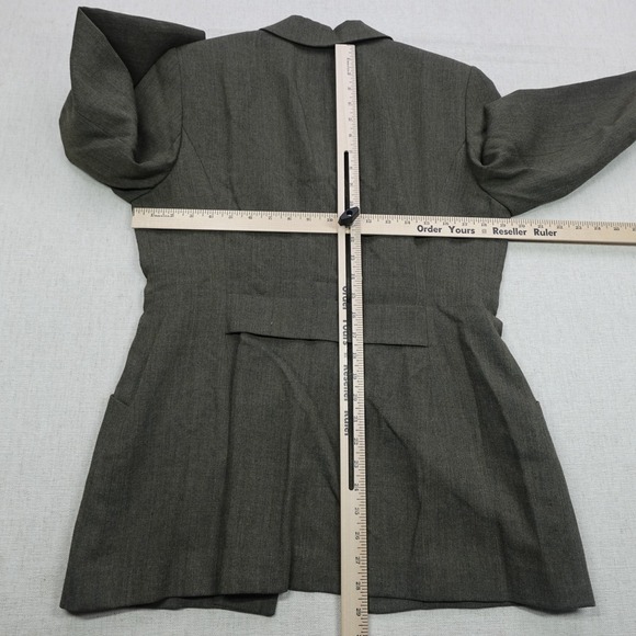Saville Suit Blazer Skirt Set Womens 12 Olive Green Made USA Wool Career Lined - Picture 6 of 16